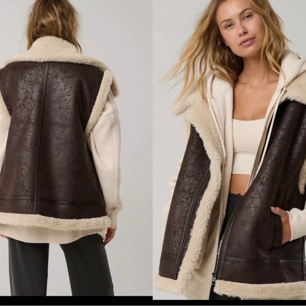 Offline Shearling-Lined Two-Tone Hooded Coat - Ch… - image 1